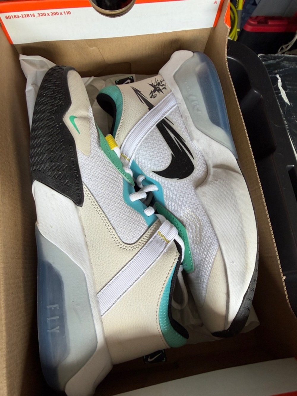 Nike White Teal Black Low-Top Athletic Sneakers